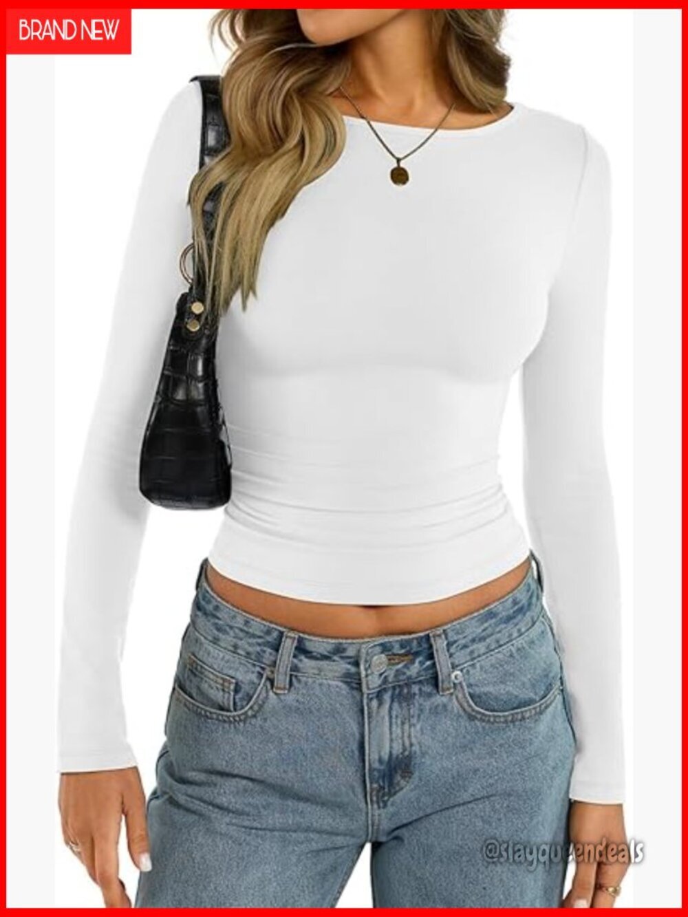 Cotton Long Sleeve Slim Fit Crop Top Boat Neck Y2K Stretchy Tee